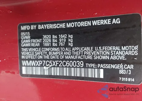 2015 Mini Hardtop Cooper S from USA, damaged, VIN WMWXP7C5XF2C60039